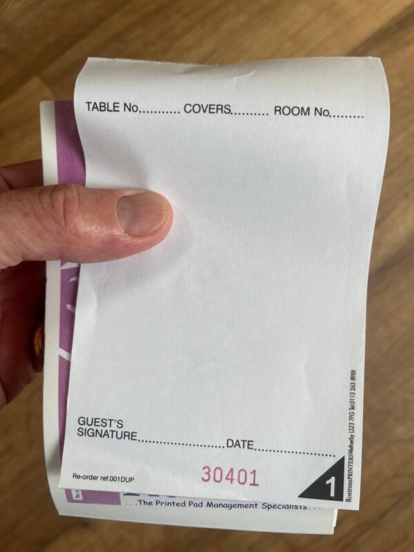 Duplicate NCR Numbered Order Pads